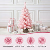 Jingle Jollys 60cm Flocked Pink Christmas Tree Mini Tabletop Xmas Tree