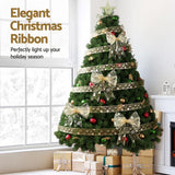 Jingle Jollys 20M Christmas Ribbon Roll Bow Printed Xmas Tree Decor Gift Gold