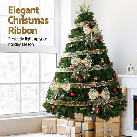 The gold Christmas ribbon roll from another angle.