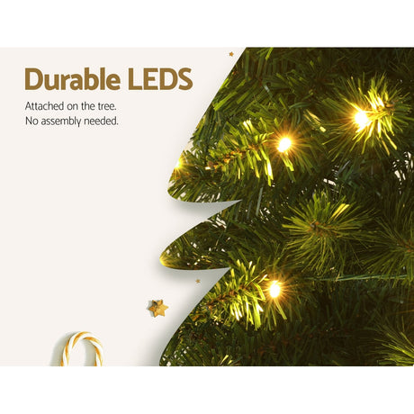 The 1.8m pre-lit tree shown again, 200 LEDs.