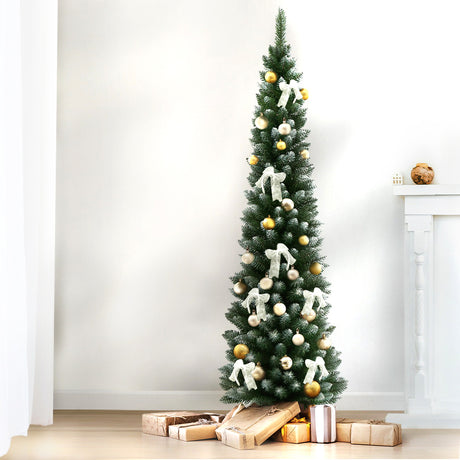 1.8m snowy tree, with flocked branches.