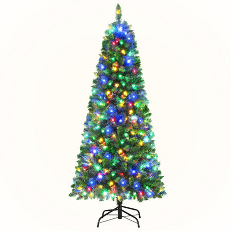 Pre-lit Christmas tree 1.8 metres tall with 200 multicoloured LEDs.