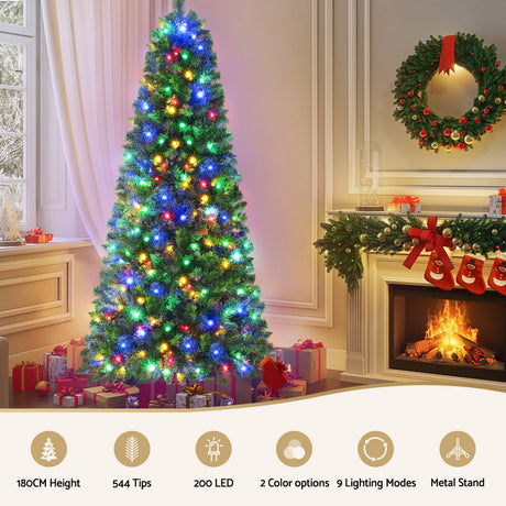 The 1.8m pre-lit tree shown again, mains powered with a transformer.