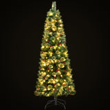 Christmas tree 1.8 metres tall with LED lights and red berries.