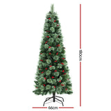 Another view of the 1.8m LED tree with berries, mains powered with a transformer.