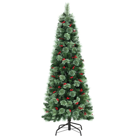 Another view of the 1.8m LED tree with berries, arriving pre-lit.