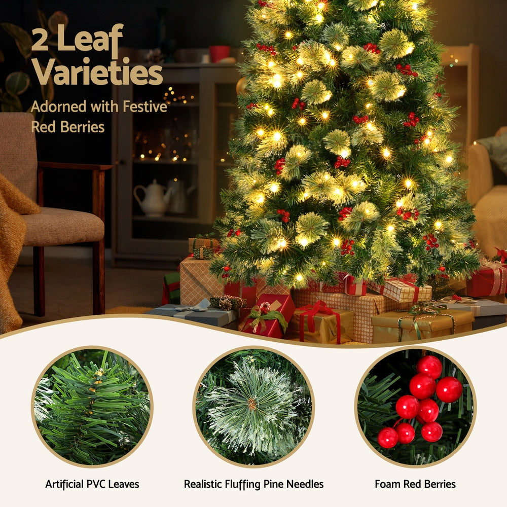 Another view of the 1.8m LED tree with berries, running on low voltage.