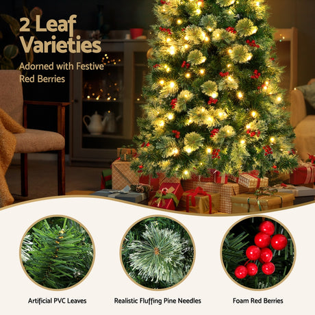 Another view of the 1.8m LED tree with berries, running on low voltage.