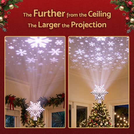 Further view of the silver star tree topper, for indoor use.