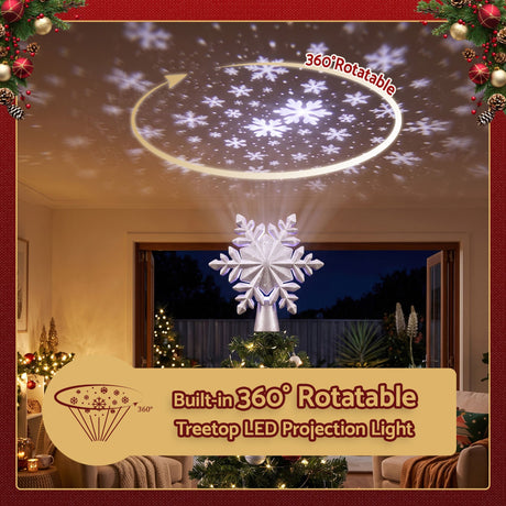 The silver star tree topper from another angle, for indoor use.