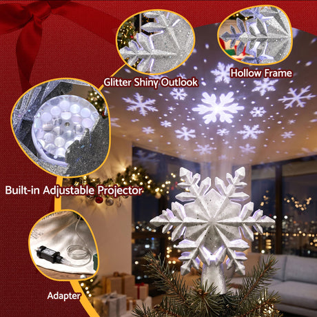 Another view of the silver star tree topper.