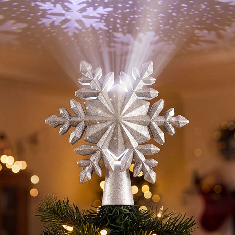 The silver star tree topper from another angle.