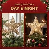 The gold LED star tree topper shown again, for indoor use.