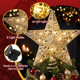 Further view of the gold LED star tree topper, battery operated.