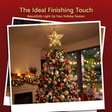 Further view of the gold LED star tree topper, for indoor use.
