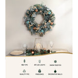 Another view of the 60cm snowy LED wreath, arriving pre-lit.