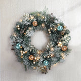 Further view of the 60cm snowy LED wreath, for indoor or outdoor use.