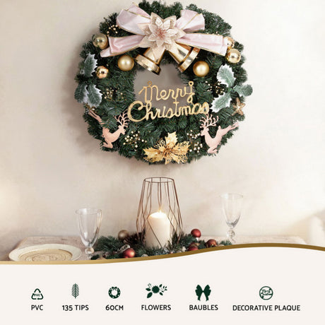 60cm flower wreath, for indoor or outdoor use.