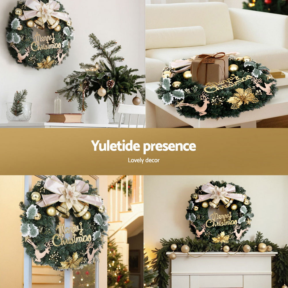 The 60cm flower wreath from another angle, for indoor or outdoor use.