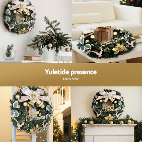 The 60cm flower wreath from another angle, for indoor or outdoor use.