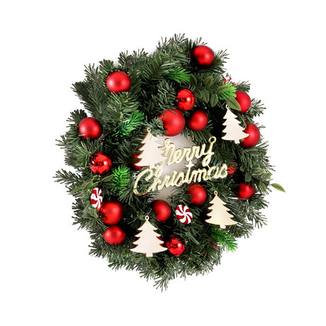 The 40cm bauble wreath shown again, for indoor or outdoor use.