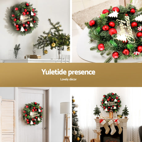 The 40cm bauble wreath from another angle, for indoor or outdoor use.