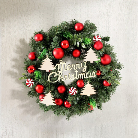 The 40cm bauble wreath, for indoor or outdoor use.