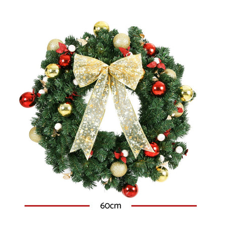 Another view of the 60cm pre-lit wreath, battery operated.