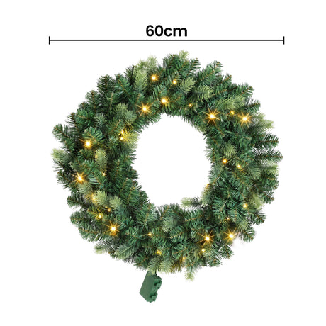 Another view of the 60cm warm white wreath, battery operated.