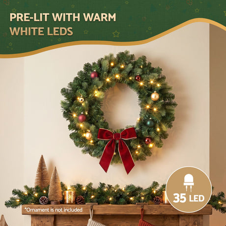 Another view of the 60cm warm white wreath, for indoor or outdoor use.