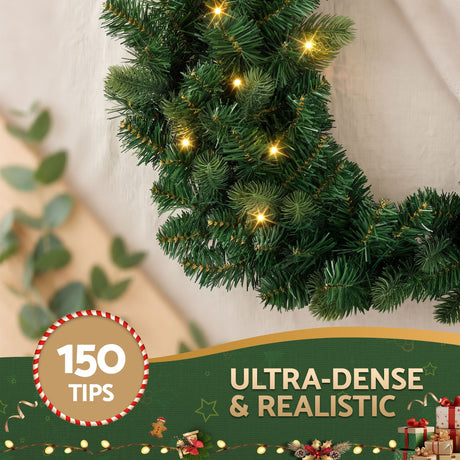 The 60cm warm white wreath shown again, battery operated.