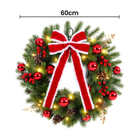 Another view of the 60cm pre-lit door wreath, battery operated.