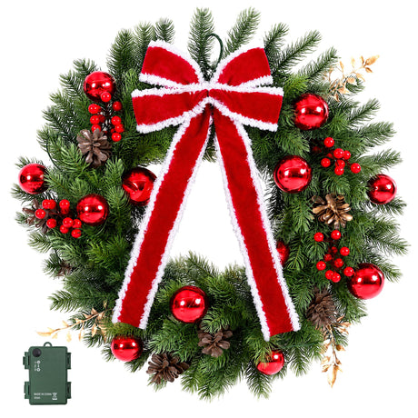 Another view of the 60cm pre-lit door wreath, eight lighting modes.