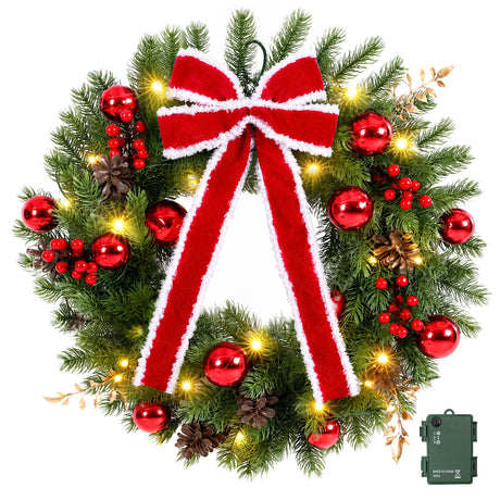 Another view of the 60cm pre-lit door wreath, with a built-in timer.