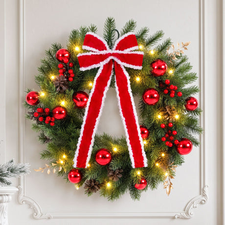 The 60cm pre-lit door wreath shown again, eight lighting modes.