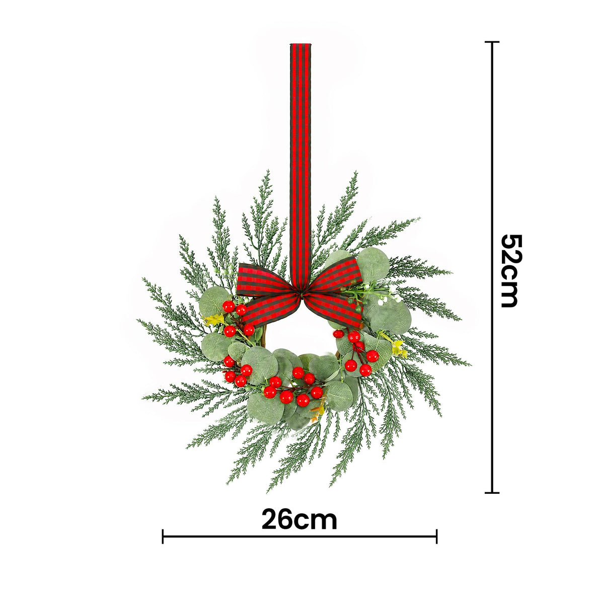 Another view of the six 26cm pre-lit wreaths, for indoor or outdoor use.