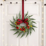 The six 26cm pre-lit wreaths shown again, arriving pre-lit.