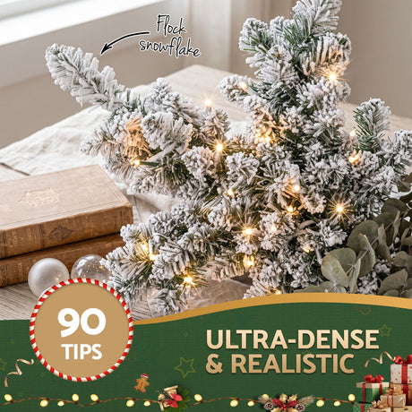 The 60cm flocked wreath shown again, with a built-in timer.