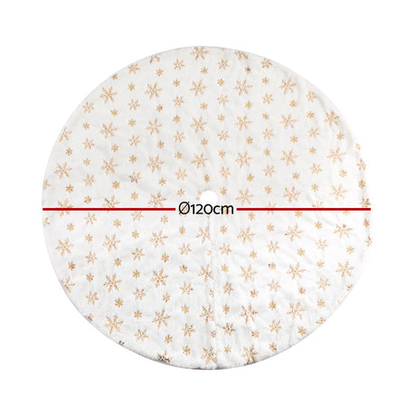 Another view of the 120cm snowflake tree skirt.