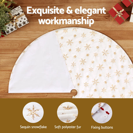 The 120cm snowflake tree skirt shown again.