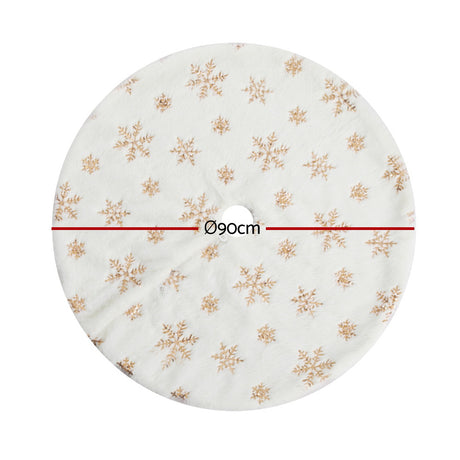 Another view of the 90cm snowflake tree skirt.