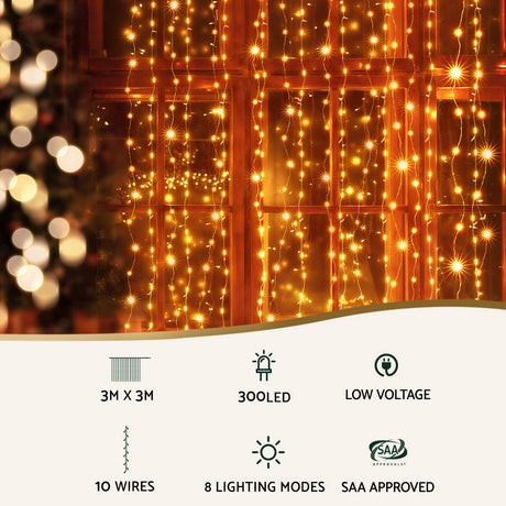 Another view of the 3x3m curtain lights, for indoor or outdoor use.
