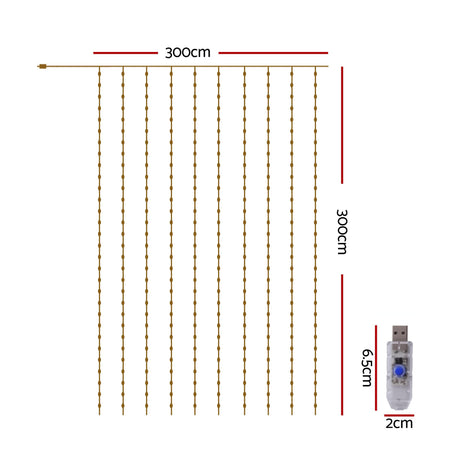 The 3x3m curtain lights shown again, for indoor or outdoor use.