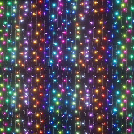 RGB curtain fairy lights, 6 by 3 metres with 960 LEDs and a remote.