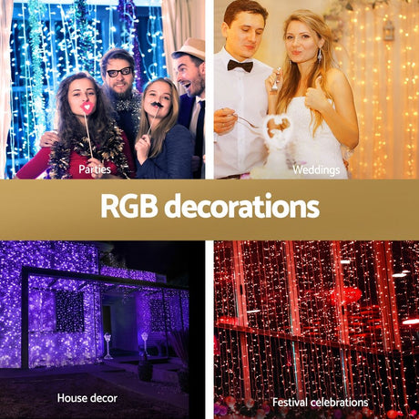 Another view of the 6x3m RGB curtain lights, eight lighting modes.