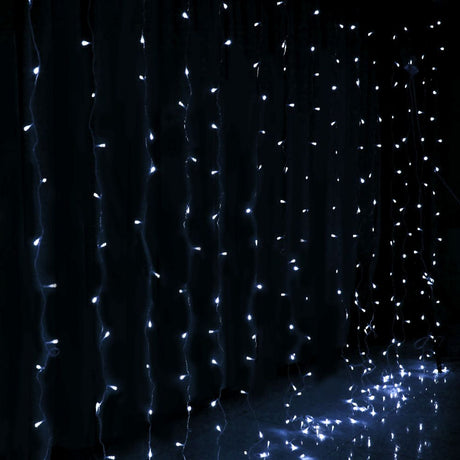 Another view of the 6x3m curtain lights, mains powered with a transformer.
