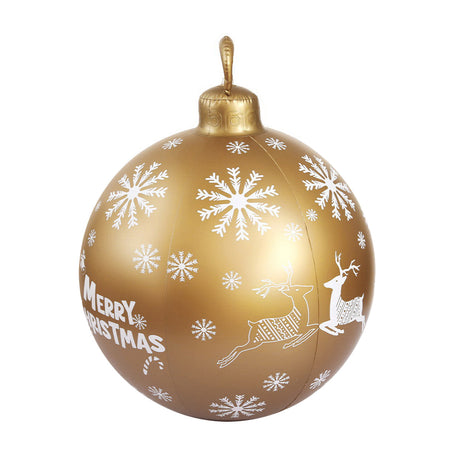 Another view of the gold inflatable bauble, deflates flat for storage.