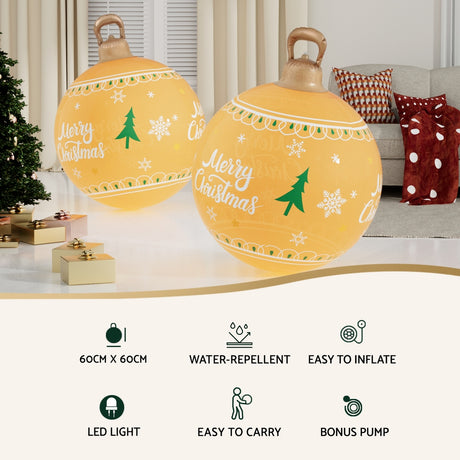 Another view of the 60cm inflatable bauble, in water-repellent fabric.