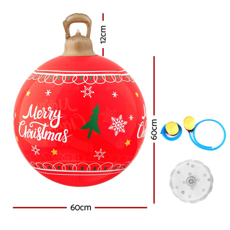 Another view of the 60cm red lit bauble, for outdoor use.