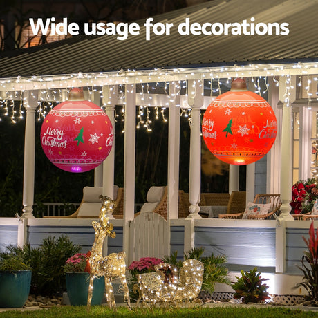 The 60cm red lit bauble shown again, for outdoor use.